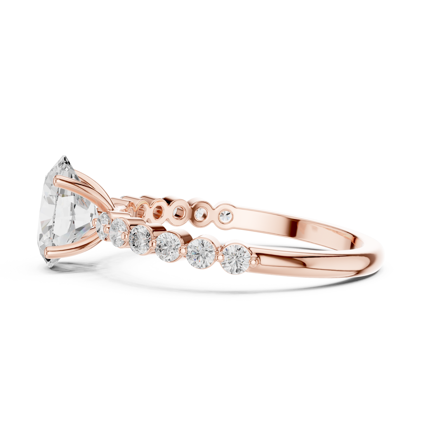 Tapered Oval Solitaire Diamond Ring