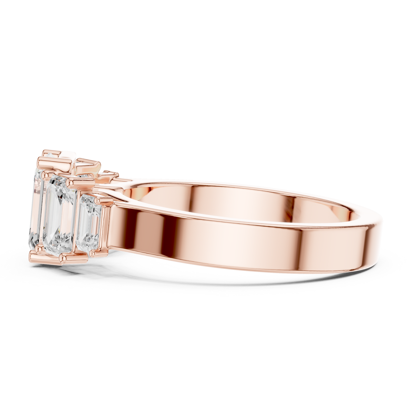 Emerald-Cut Three-Stone Diamond Ring