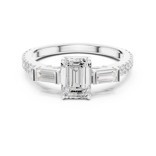 Emerald Baguette Luxe Pave Ring