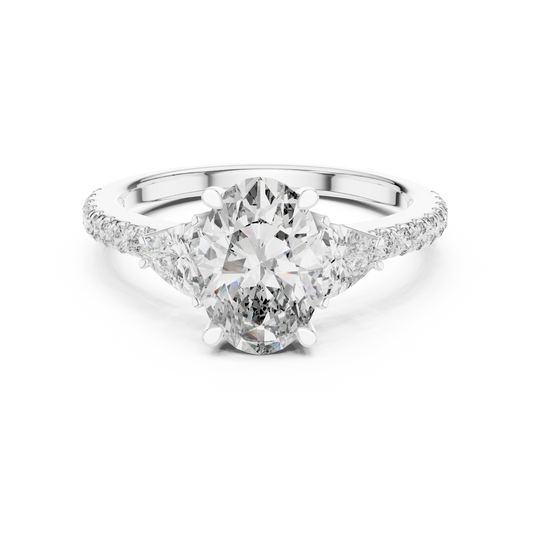 Oval Three Stone Pave Diamond Ring