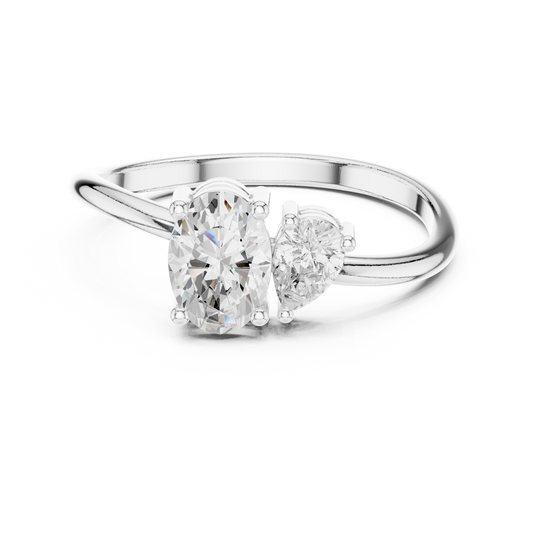 Oval and Pear-Shaped Two-Stone Diamond Ring