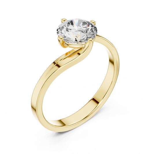 Elegant Sculpted Tapered Solitaire Diamond Engagement Ring