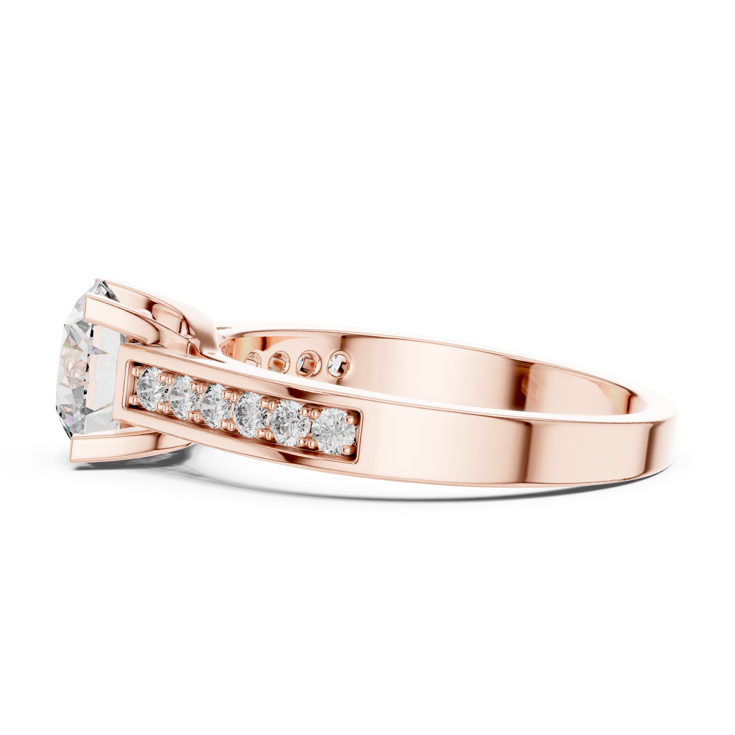 Pave Shoulder Solitaire Diamond Ring