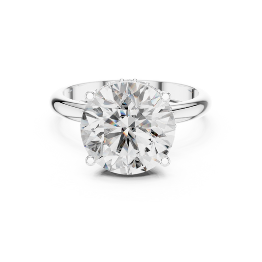 Round Cut Diamond Pavé Halo Engagement Ring
