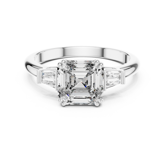 Elara Emerald Baguette Halo Ring