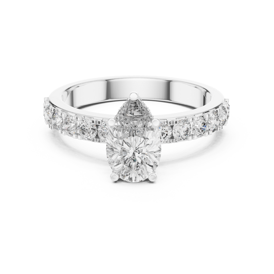 Classic Pear Diamond Ring with Graduated Shoulders