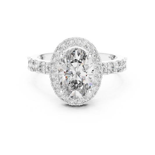Radiant Oval Halo Pave Diamond Ring
