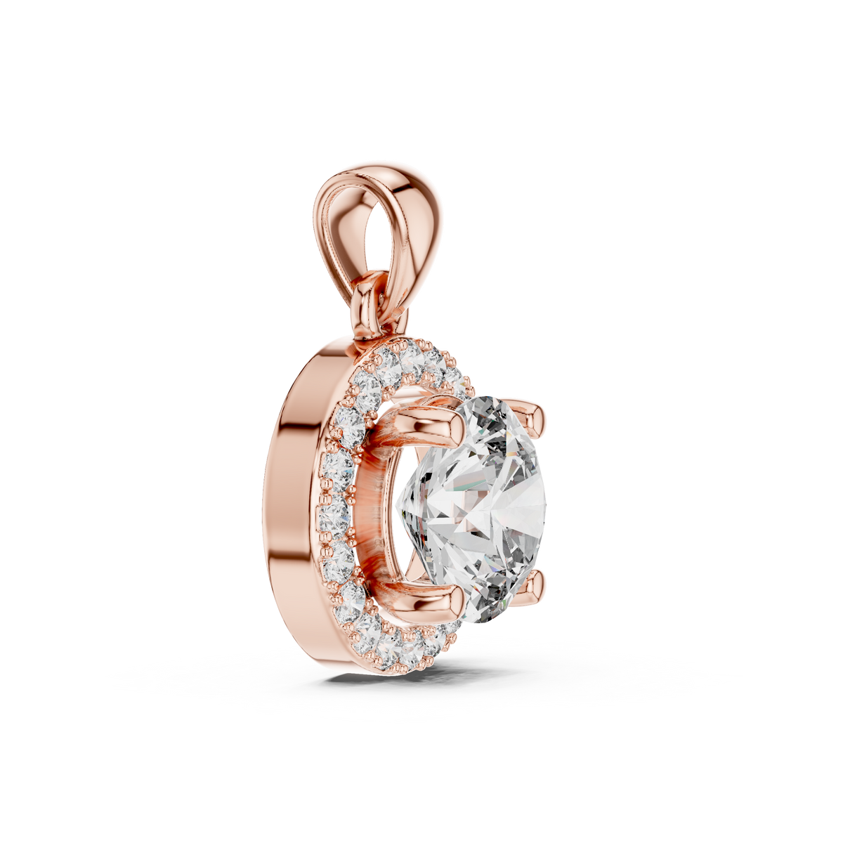Classic Round Halo Diamond Pendant Necklace