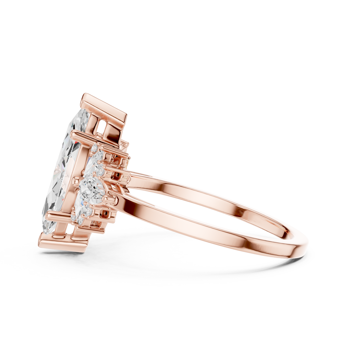 Marquise Diamond Ring with Marquise and Round Diamond Accents