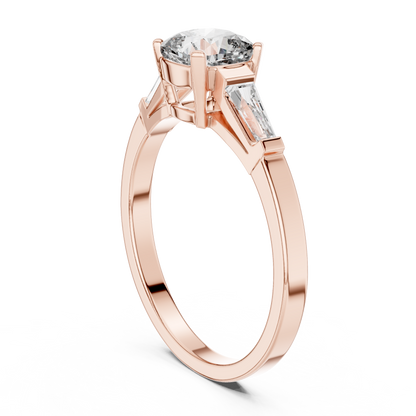 Cushion Diamond Ring with Baguette Side Stones