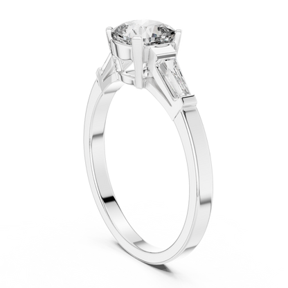 Cushion Diamond Ring with Baguette Side Stones