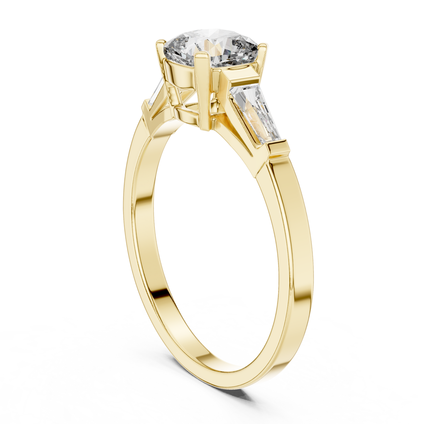 Cushion Diamond Ring with Baguette Side Stones