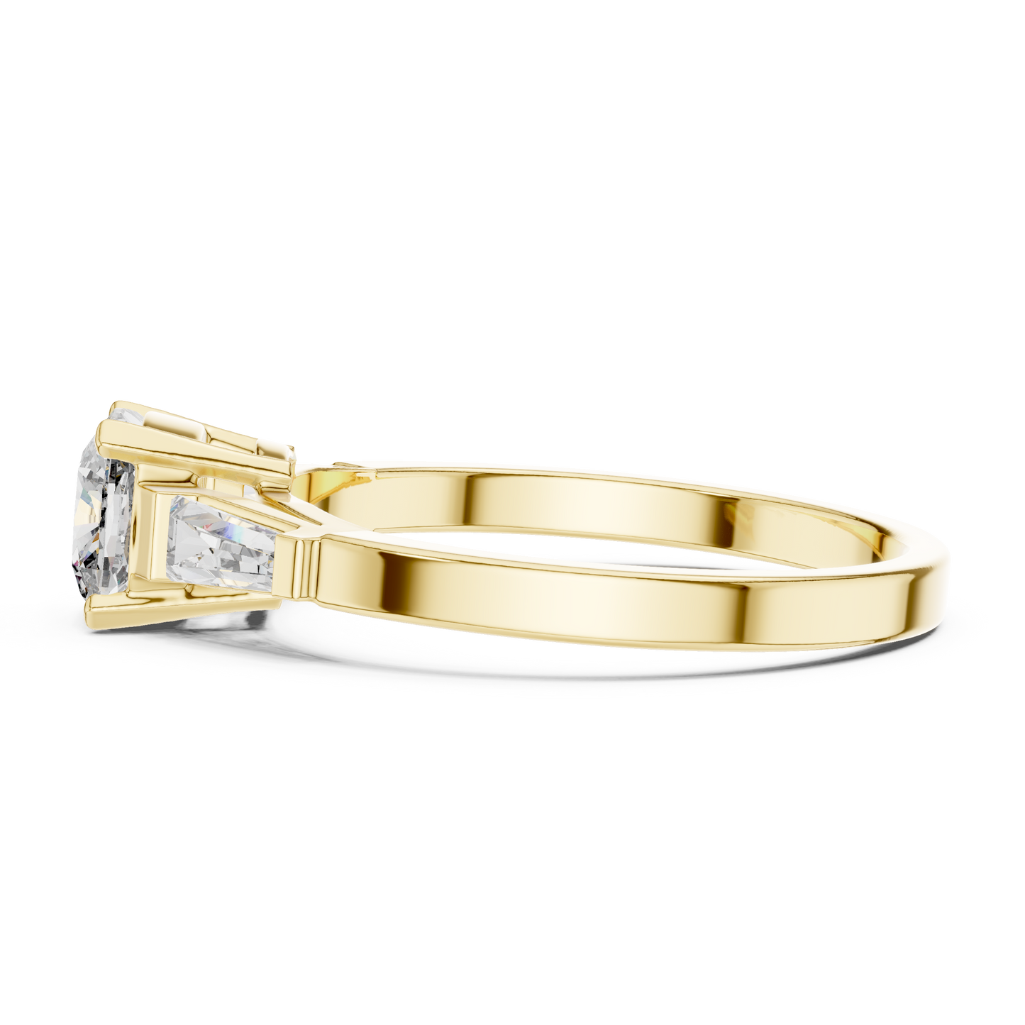 Cushion Diamond Ring with Baguette Side Stones