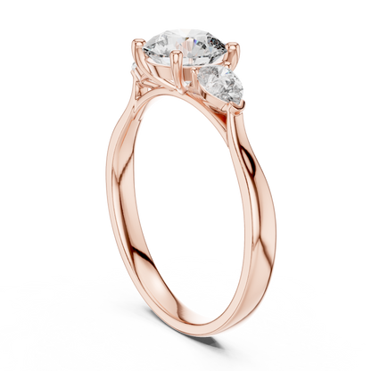 Round Pear Three Stone Diamond Ring