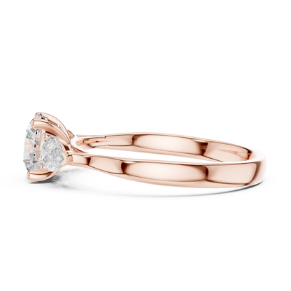 Round Pear Three Stone Diamond Ring