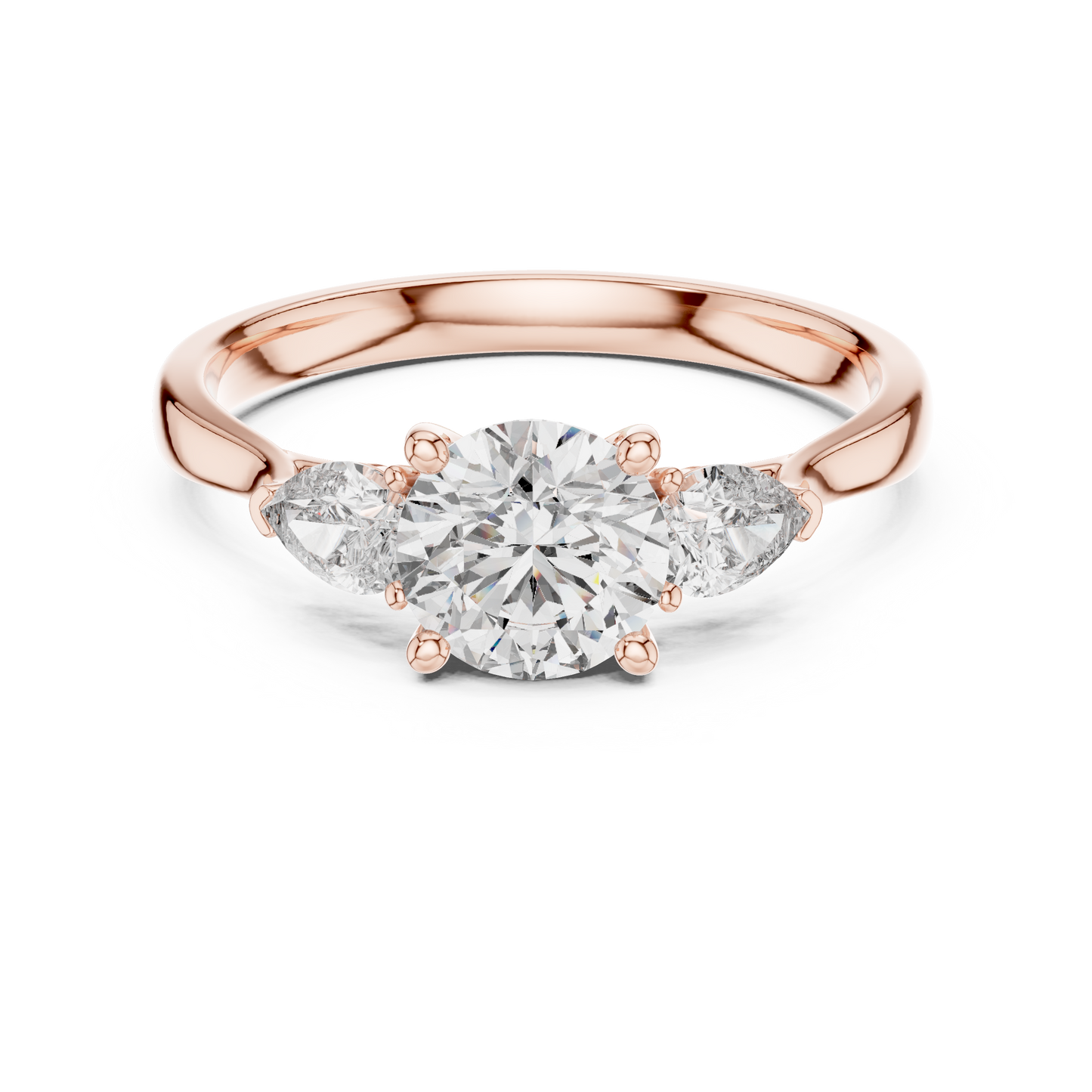 Round Pear Three Stone Diamond Ring
