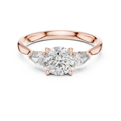 Round Pear Three Stone Diamond Ring