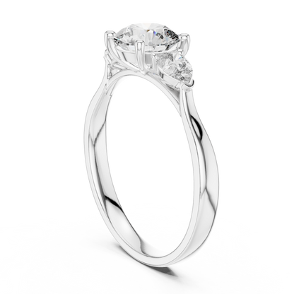 Round Pear Three Stone Diamond Ring