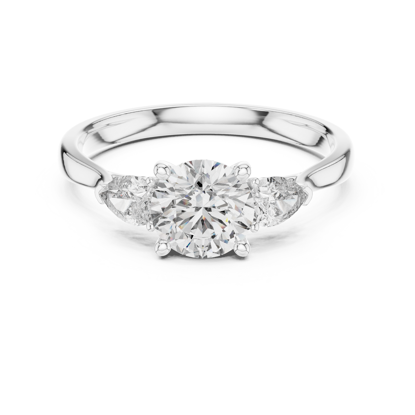 Round Pear Three Stone Diamond Ring