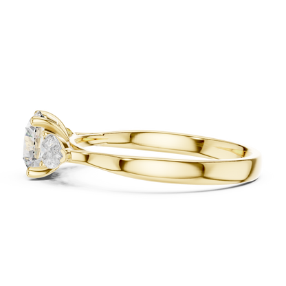 Round Pear Three Stone Diamond Ring