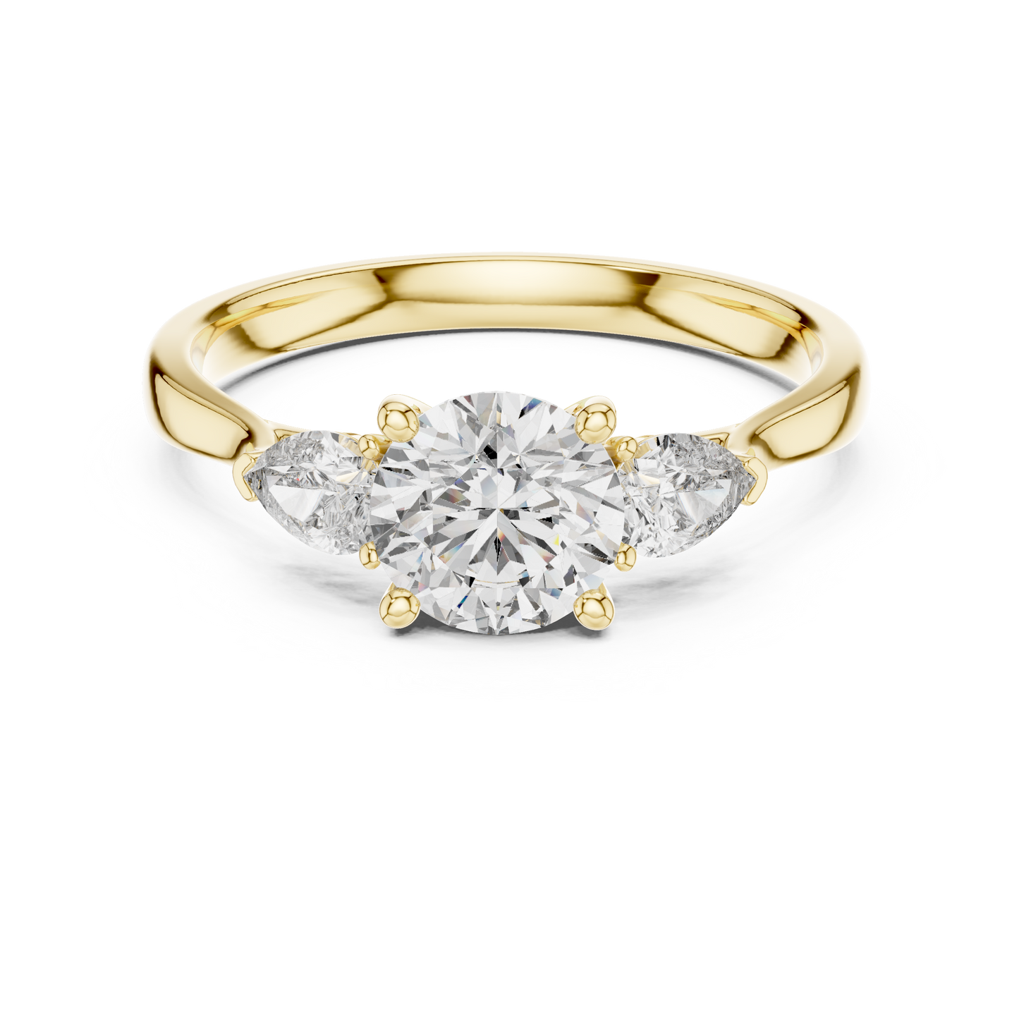 Round Pear Three Stone Diamond Ring