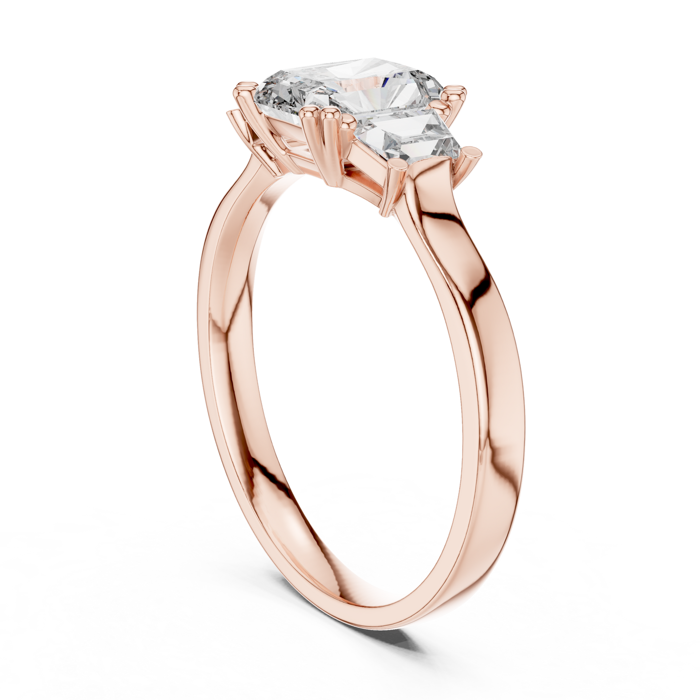 Radiant Color Stone Ring with Custom Baguette Side Stones