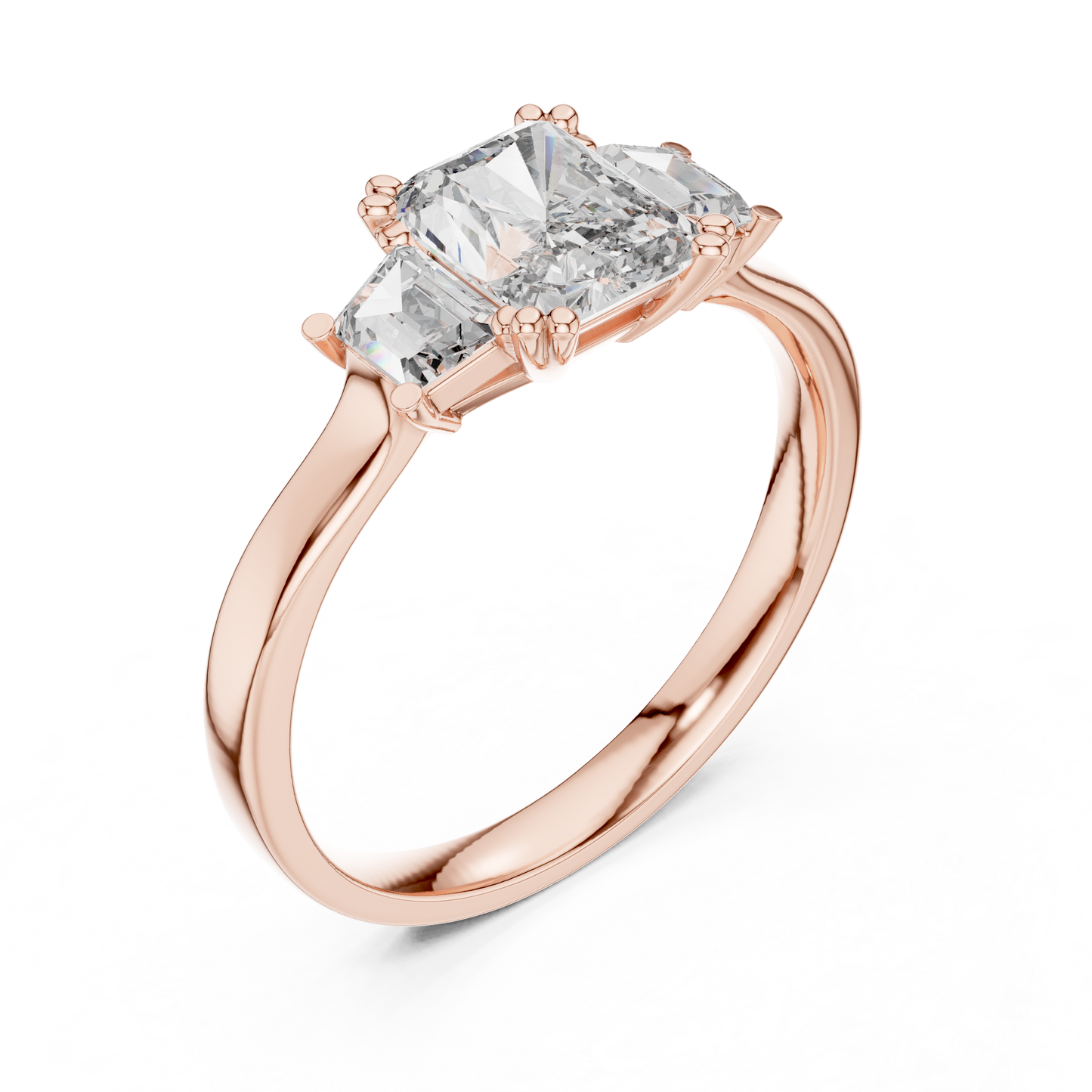Radiant Color Stone Ring with Custom Baguette Side Stones