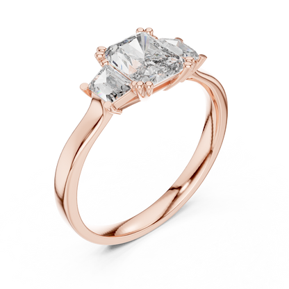 Radiant Color Stone Ring with Custom Baguette Side Stones