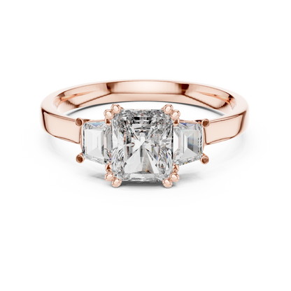Radiant Color Stone Ring with Custom Baguette Side Stones
