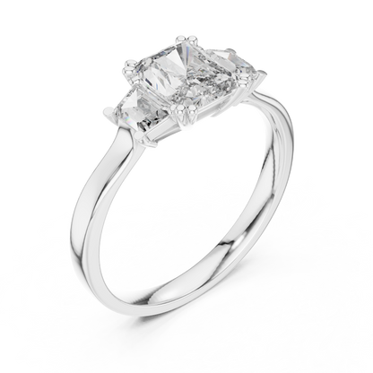 Radiant Color Stone Ring with Custom Baguette Side Stones