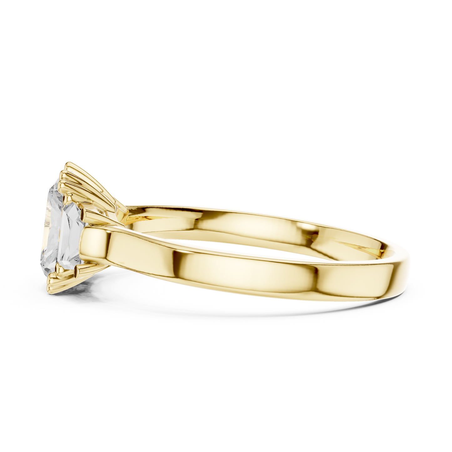 Radiant Color Stone Ring with Custom Baguette Side Stones