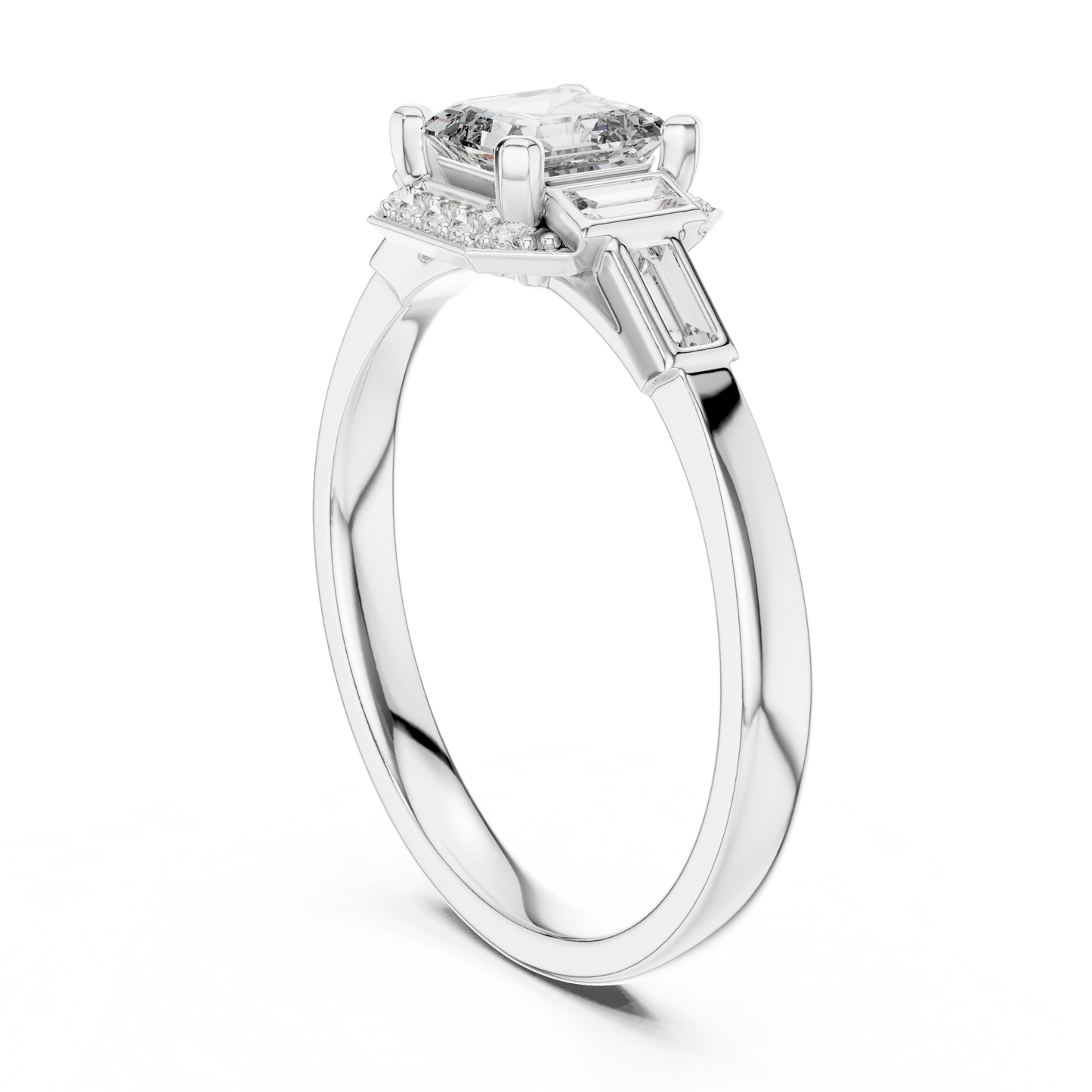 Classic Emerald Cut Halo Engagement Ring