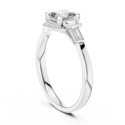 Classic Emerald Cut Halo Engagement Ring
