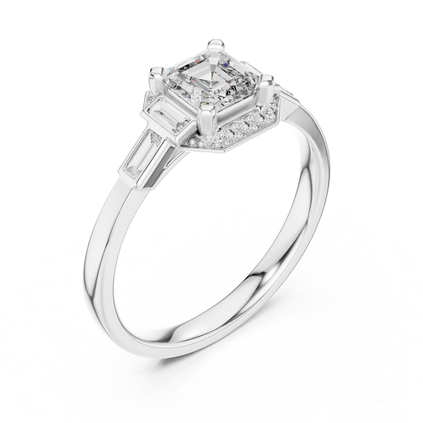 Classic Emerald Cut Halo Engagement Ring