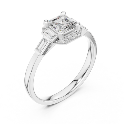 Classic Emerald Cut Halo Engagement Ring