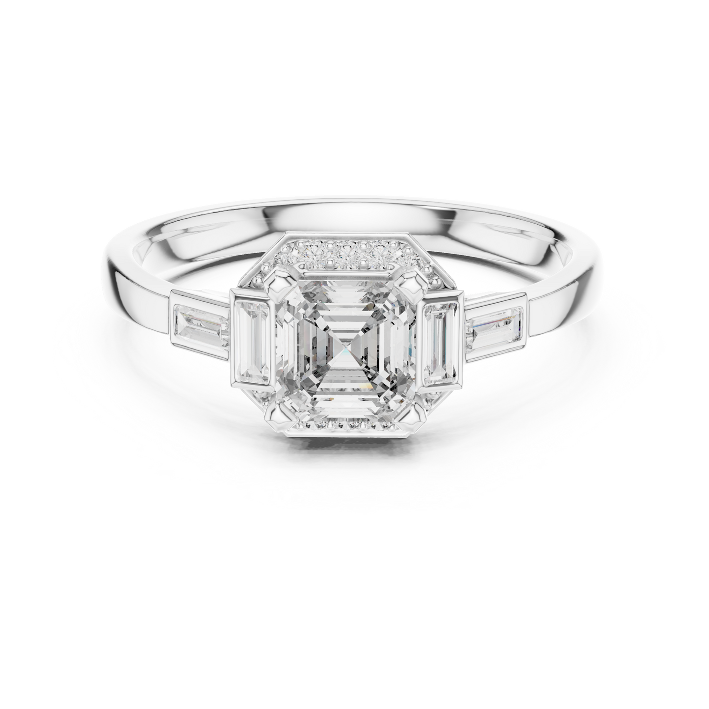 Classic Emerald Cut Halo Engagement Ring