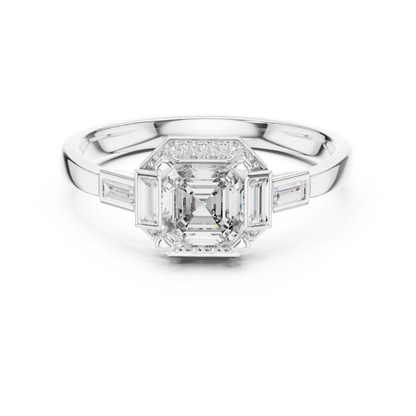 Classic Emerald Cut Halo Engagement Ring