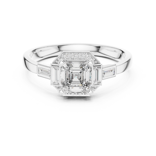 Classic Emerald Cut Halo Engagement Ring