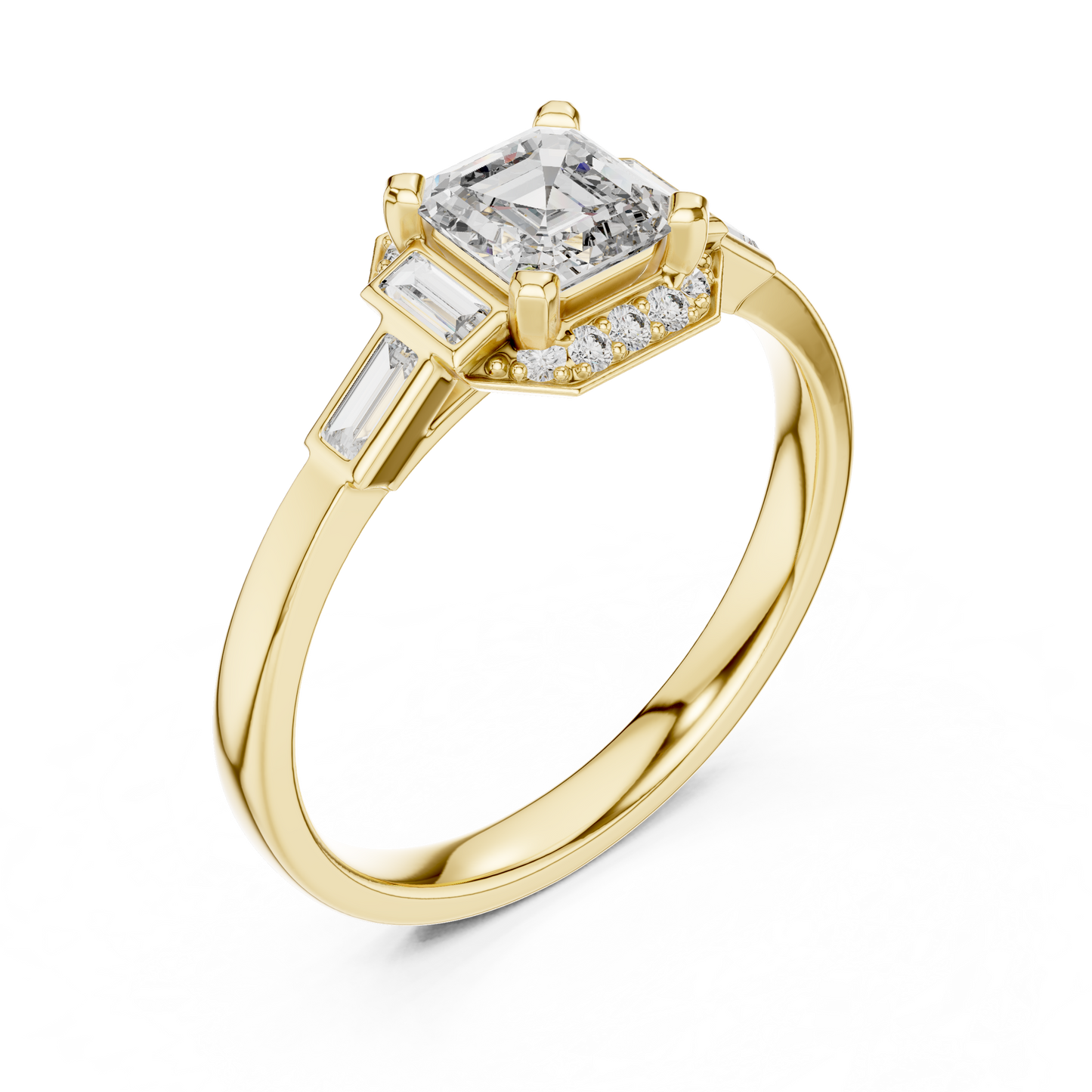 Classic Emerald Cut Halo Engagement Ring
