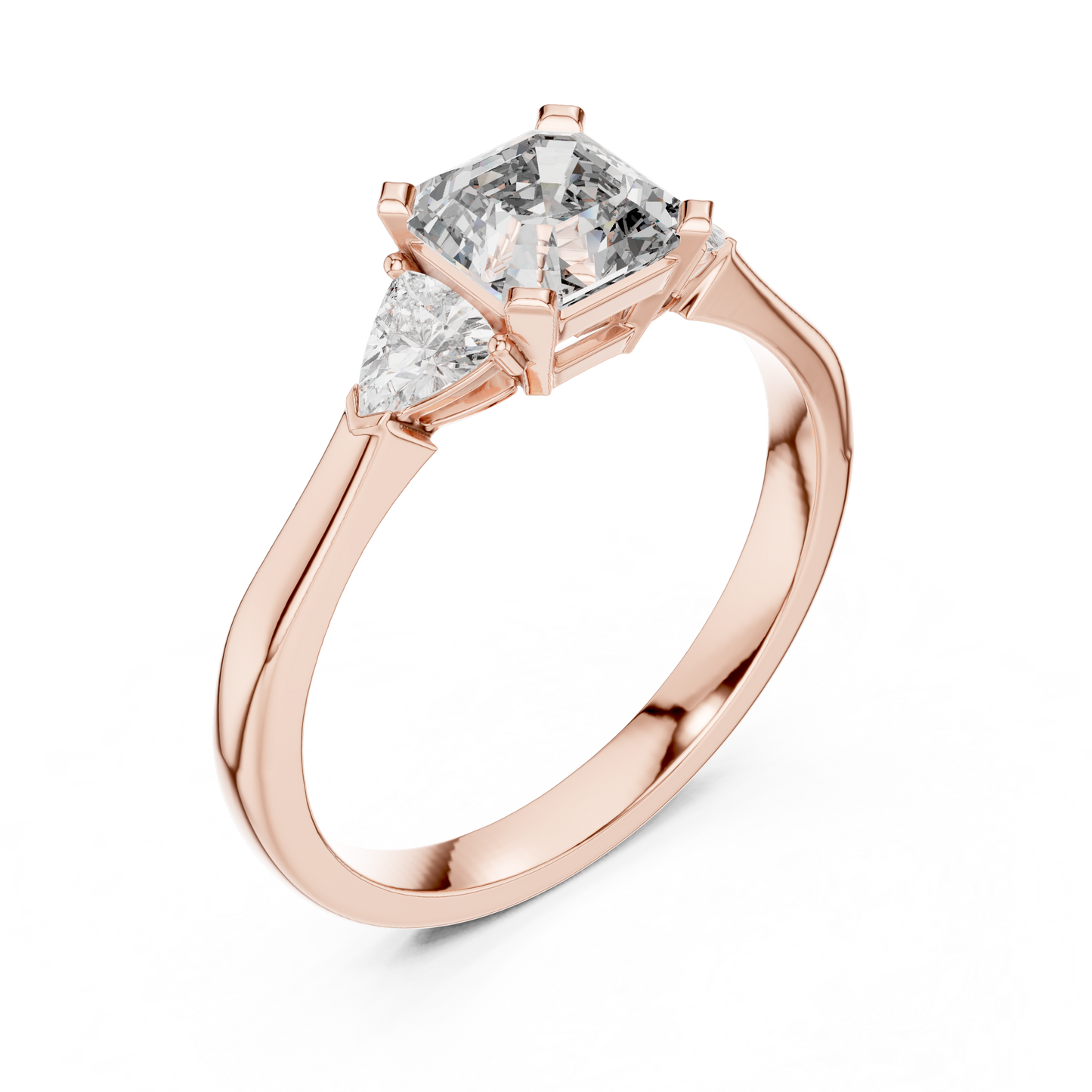 Emerald Cut and Trillion Three-Stone Diamond Ring