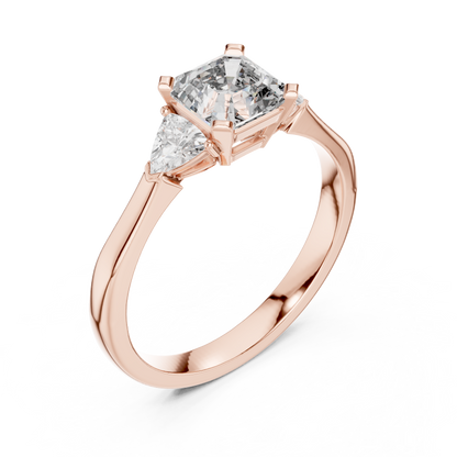 Emerald Cut and Trillion Three-Stone Diamond Ring