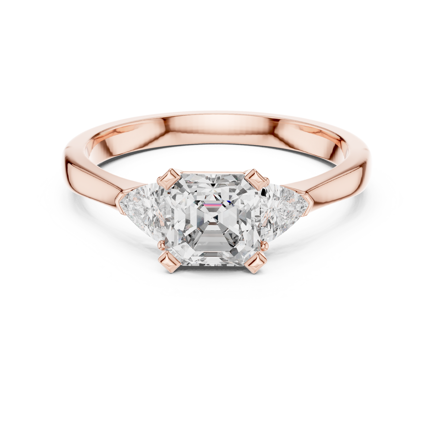 Emerald Cut and Trillion Three-Stone Diamond Ring