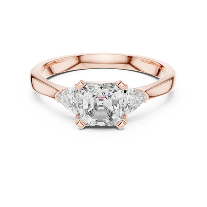 Emerald Cut and Trillion Three-Stone Diamond Ring