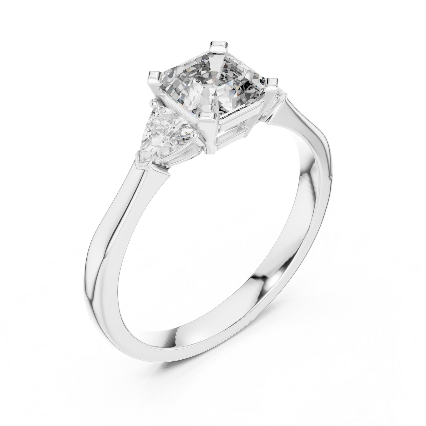 Emerald Cut and Trillion Three-Stone Diamond Ring