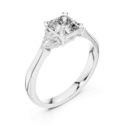 Emerald Cut and Trillion Three-Stone Diamond Ring