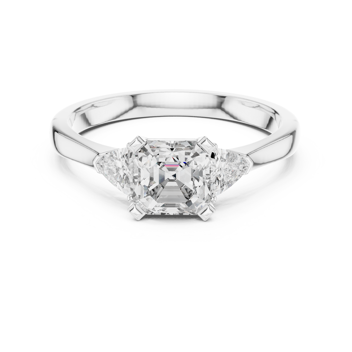 Emerald Cut and Trillion Three-Stone Diamond Ring