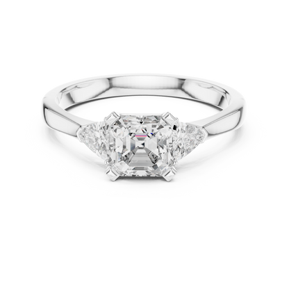 Emerald Cut and Trillion Three-Stone Diamond Ring