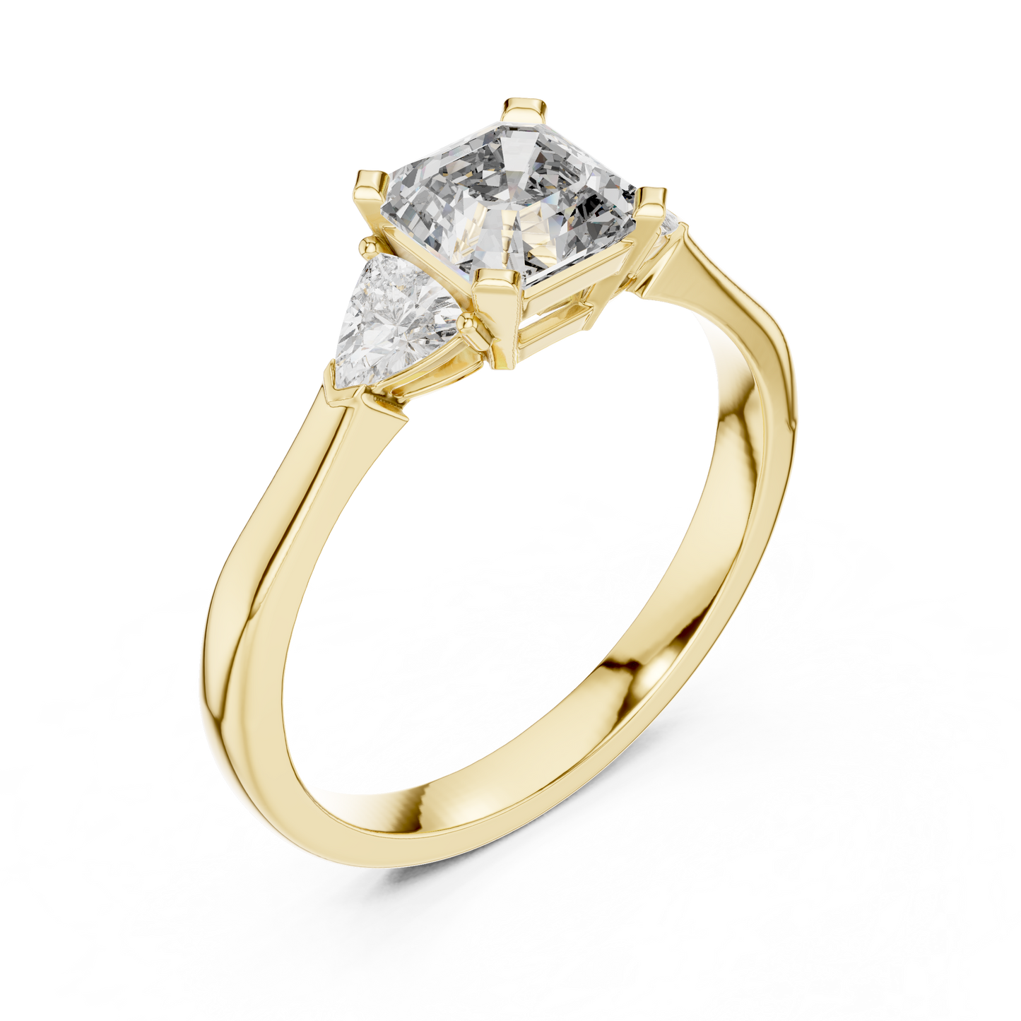 Emerald Cut and Trillion Three-Stone Diamond Ring