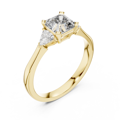 Emerald Cut and Trillion Three-Stone Diamond Ring