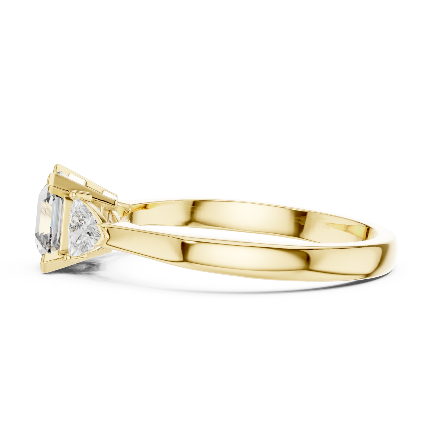 Emerald Cut and Trillion Three-Stone Diamond Ring